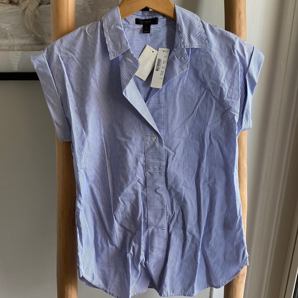 🆕 J. Crew short sleeve shirt in 0 in blue/white stripes